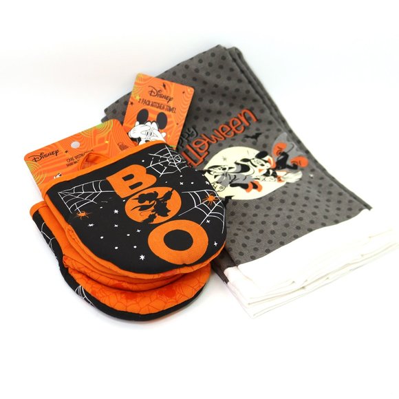 Disney Mickey Mouse Halloween Kitchen Towels Mitts New - Picture 6 of 7